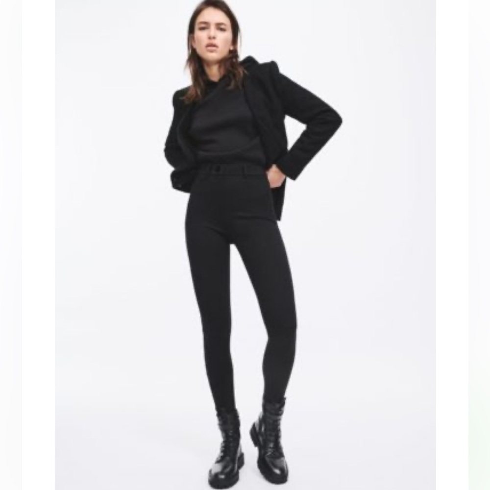 Zara Metal Button Black Legging